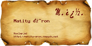 Matity Áron névjegykártya